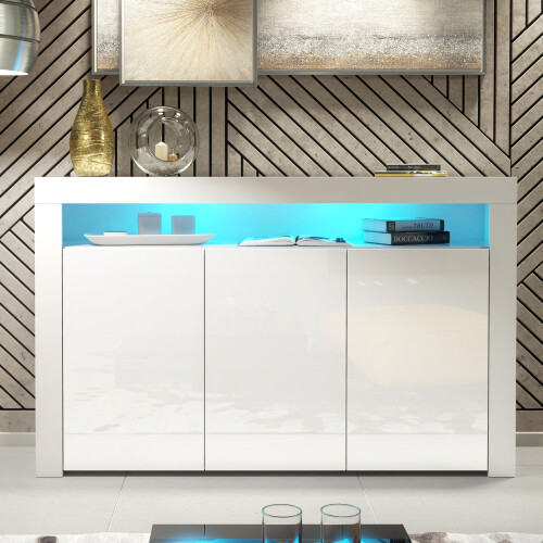 Creative Furniture Aether 155cm Sideboard LED - White Gloss Doors