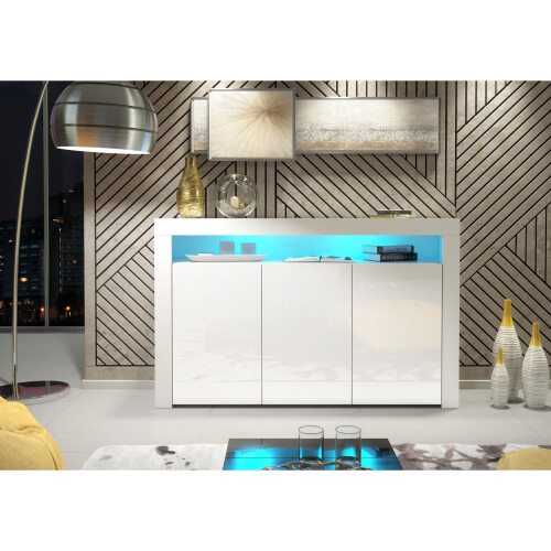 Creative Furniture Aether 155cm Sideboard LED - White Gloss Doors 1
