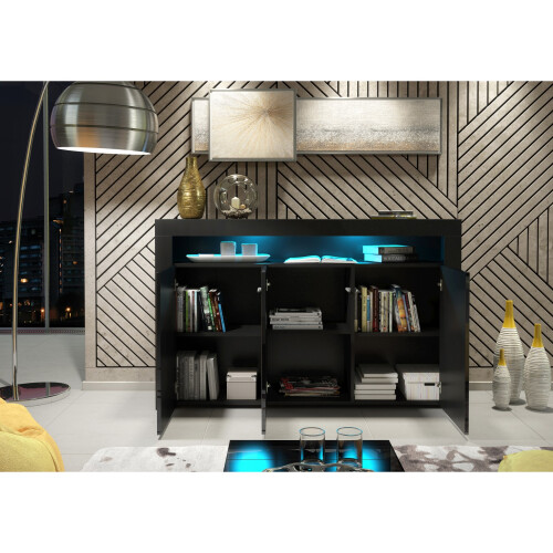 Creative Furniture Aether 155cm Sideboard LED - Black Gloss Doors 2