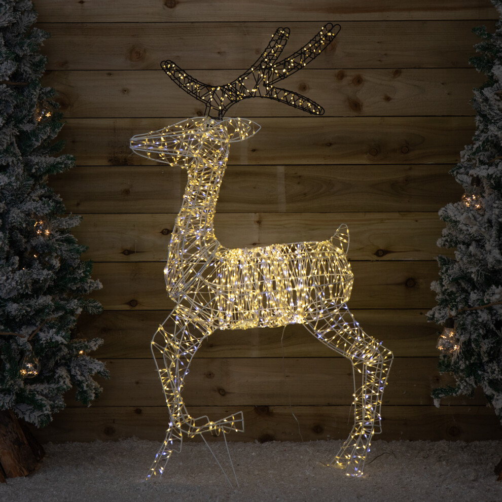 Premier 1.3M Light Up Flexibrights Christmas Reindeer With 1880 And Warm Leds White