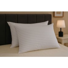 (2 Pack) Stripe Pillows White Filled with Hollow Fiber Anti-Allergy Hotel Quality Pillows Designed for Back Stomach & Side Sleeper Bed Pillows Size 48x74cm