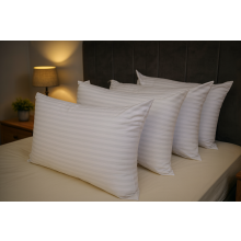 (6 Pack) Stripe Pillows White Filled with Hollow Fiber Anti-Allergy Hotel Quality Pillows Designed for Back Stomach & Side Sleeper Bed Pillows Size 48x74cm