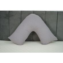 (Grey) V Shaped Pillowcase 100% Brushed Cotton Flannel V Case Warm Cosy Back Neck & Pregnancy Support in 74 x 34cm