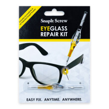 SnapIt Screw Standard Eyeglass Repair Kit Fix Loose or Lost Screws Includes 5 Screw Sizes & Double-Ended Pocket Screwdriver Yellow