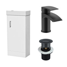 Nes Home 400mm Cloakroom Vanity Basin Unit, Mono Mixer Tap, Overflow & Waste