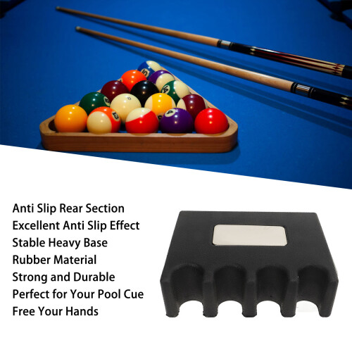 Schwarzer Gummipool-Queue-Halter mit 4 Löchern für Bars und Clubs 2