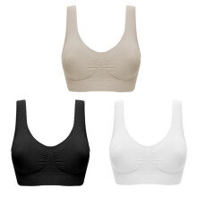 3 dames sportbh's push-up gevoerd ademend naadloos - L