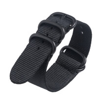 Heavy Duty nylon horlogeband 5 ringen 24 mm met zwarte