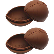 2pcs Light Brown Silicone Rugby Ice Mold For Beverage Cooling