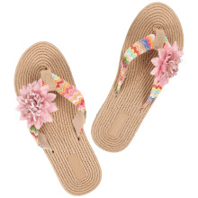 1Paar Modieuze Beach Flip-Flops Met Bloemenpatroon Dames
