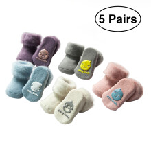 5 paar dikke katoenen baby met manchet, anti-slip, XS