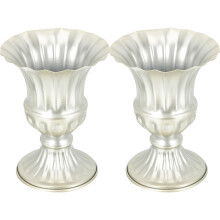 2 metalen grafvazen voor begraafplaats of crematieoord, tuinversiering
