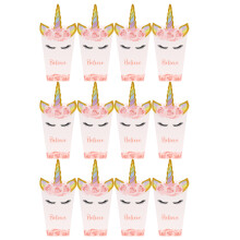 12 papieren popcorn doosjes met unicafoon print, houder voor opbergdozen