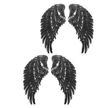 2Paren Zwarte Patches Voor Kleding Met Glanzende Sequin