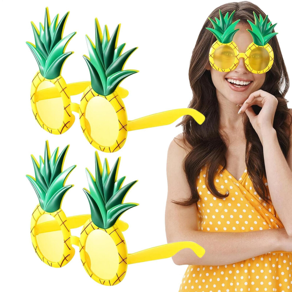 Hawaiian Sunglasses 2 Pairs Pineapple Glasses Hawaiian Tropical Novelty Booth Props for Kids and Adults-image-OPC-PKZH798-NEW
