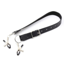 Nipple Clamps Leather Band Adjustable SM Bondage Bed Restraints Breast Clips Labia Clips Fetish Toy For Women And Gay