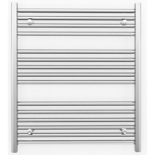 (Chrome Angled Valves, 800 x 800 (BTU:1216)) 800mm Wide Chrome Towel Rail Radiator With Valves