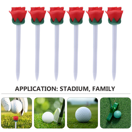 6Pièces Accessoires Golf Rouge Tees Plastique Forme Rose Solide 1