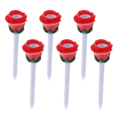 6Pièces Accessoires Golf Rouge Tees Plastique Forme Rose Solide 2