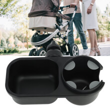 Universal 2-in-1 Kinderwagen-Snackhalterung, Schwarz, ABS-Kunststoff