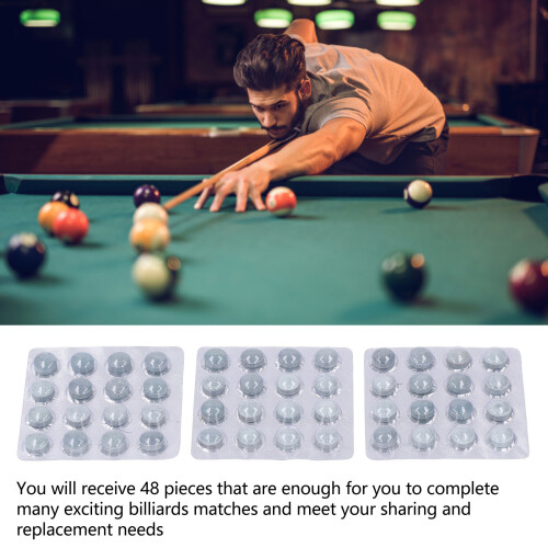 48 Stück 14mm PU Pool Cue Tips Hart Ersatz Billardzubehör 2