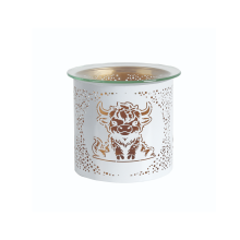 Aroma Metal Silhouette Wax Melt Burner/Candle Holder - White & Gold Highland Cow