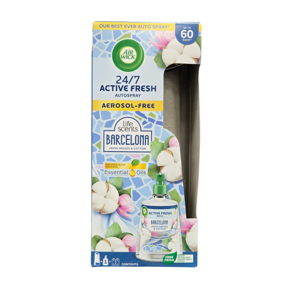 Air Wick Air Freshner Barcelona Fresh Breeze and Cotton 24/7 Active Fresh kit 204ml-image-OPC-PKZHMR8-NEW