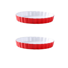 Baking Tray Ceramic Bakeware Porcelain Creme Brulee Dishes And Cheesecake Pan 8 Inch Color D And 10 Inch Color C Set Of 2