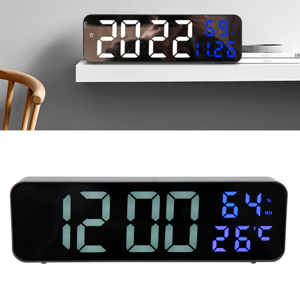 9.1In Led Mirror Clock With Alarm, Date & Humidity For Bedroom & Office 4681353480228