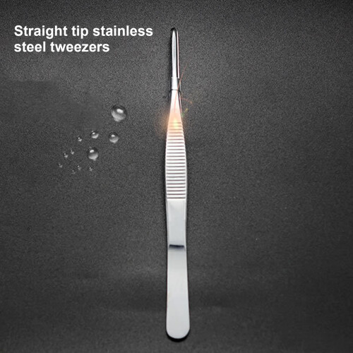 Serrated Straight Tip Dressing Forceps 5.5in Stainless Steel 2