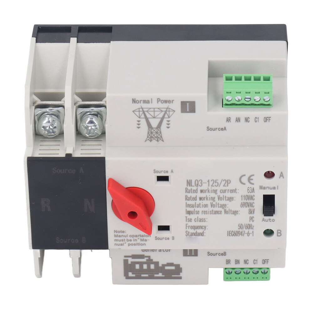 2P 63A Automatic Transfer Switch For Generator Ac110v 50Hz/60Hz Dual Power 7891353500032