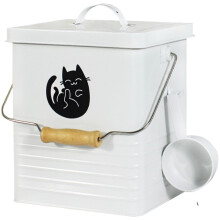Cat Food Storage Container 8x7x9 Airtight Sealed Bin Measuring Cup Included Portable Iron Pet Box