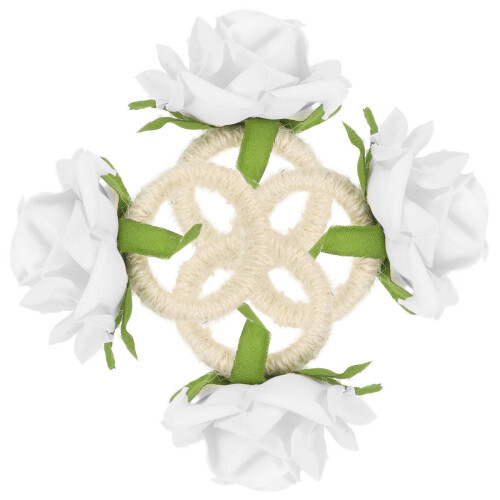 4Pcs White Artificial Rose Napkin Rings Wedding Dining Table Decor