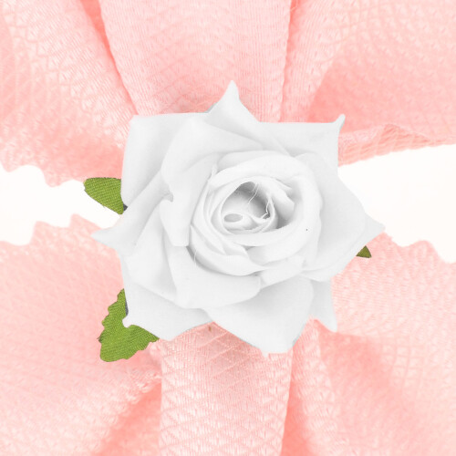 4Pcs White Artificial Rose Napkin Rings Wedding Dining Table Decor 2