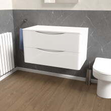 Nes Home White 800mm Bathroom Wall Hung Vanity With Worktop