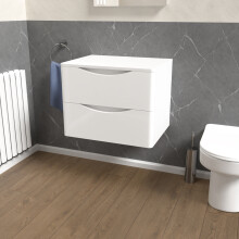 Nes Home White 600mm Bathroom Wall Hung Vanity With Worktop