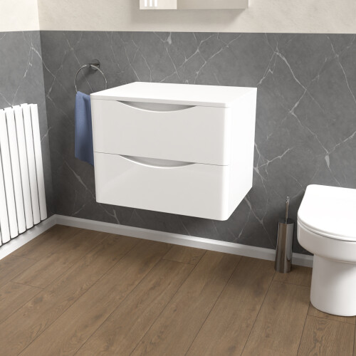 NES Home Nes Home White 600mm Bathroom Wall Hung Vanity With Worktop