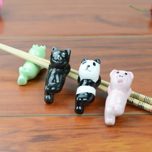 4Pcs Ceramic Animal Chopsticks Holder For Daily Use Cat 2