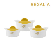 Regalia 3pc Insulated Hot Pot Set Casserole Food Warmer/Cooler Hot Pot Gift Set White 2.5-3.5-5L