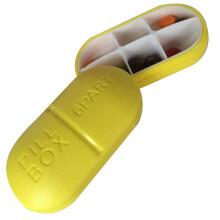 Oval Pillendose Mit 6 Fächern Für Medikamente Hellgelb