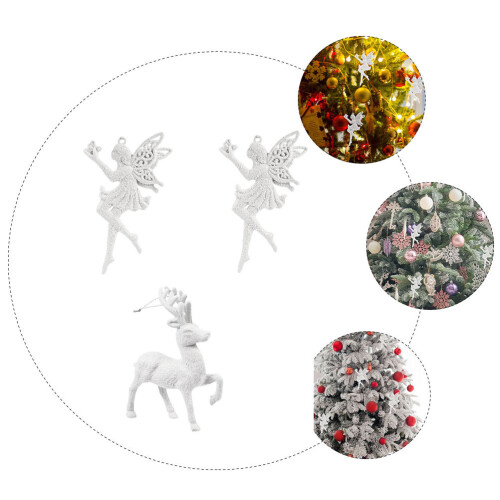 3Pcs White Xmas Tree Pendants Durable Plastic Hanging Christmas Decor 1