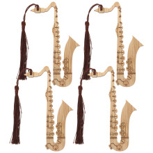 4Stk Lesezeichen In Saxophonform Aus Bambus Mit Quaste