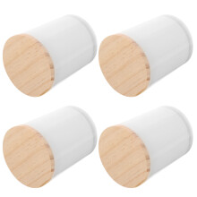 4Pcs Small Glass Candle Cups with Wooden Lids for Home Decoration