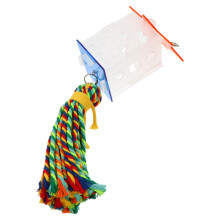 Transparent Parrot Foraging Feeder Toy Cotton Rope Acrylic Holder