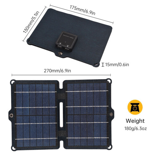 8W 5V Foldable Solar Panel with Dual USB, Portable Lightweight Compact 1