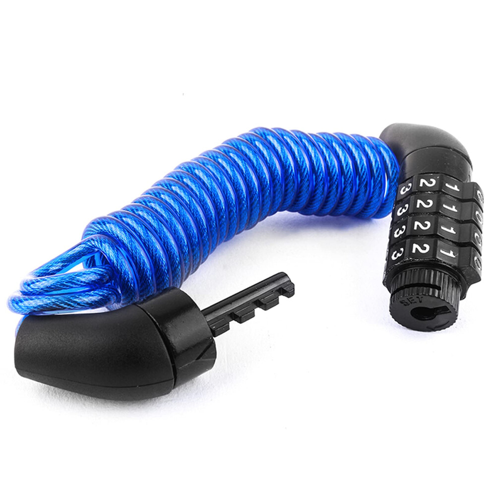 Portable Bike Lock 150cm, 4-Digit Password, Steel Wire Alloy, Anti-Theft Bicycle Lock, Blue-image-OPC-PKZK7ZZ-NEW