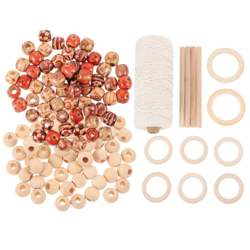 133 Tlg Macramé Schnur Set Premium Mit Buchenstab Und Holzperlen
