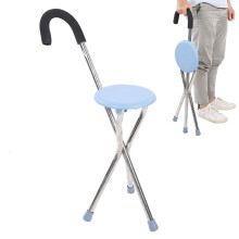 Walking Stick With Seat, Folding Cane Seat, Portable Adjustable Height Cane Stool, Aluminum For Elderly And Disabled