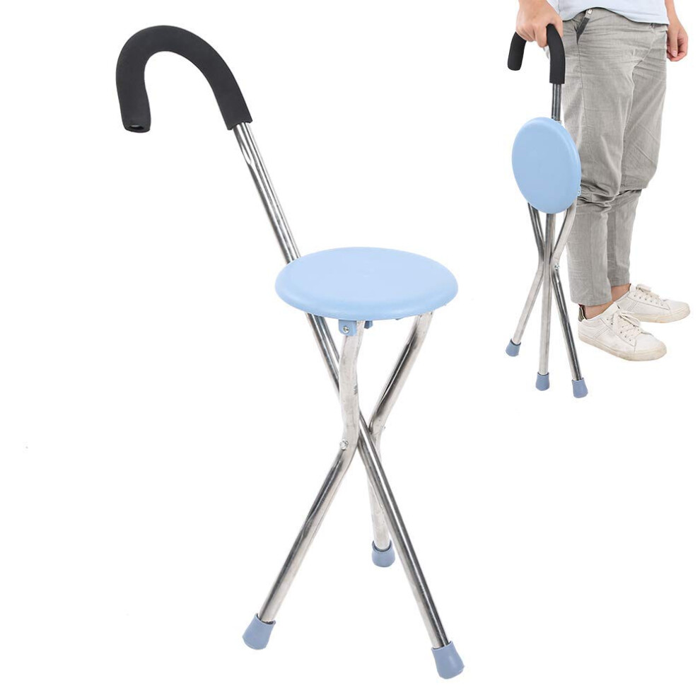 Walking Stick With Seat, Folding Cane Seat, Portable Adjustable Height Cane Stool, Aluminum For Elderly And Disabled