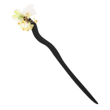 Wooden Hair Chopstick Black Flower Hairpin Elegant Chinese Style